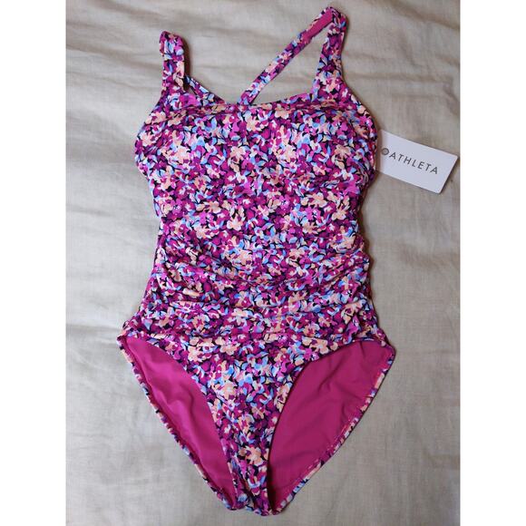 Athleta Other - ATHLETA Women's Purple Floral One Piece Swimsuit Medium NWT Square Neck
